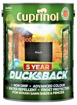 Cuprinol 5L 5Year DucksBack Black for Rough Sawn Sheds and Fences  1275442