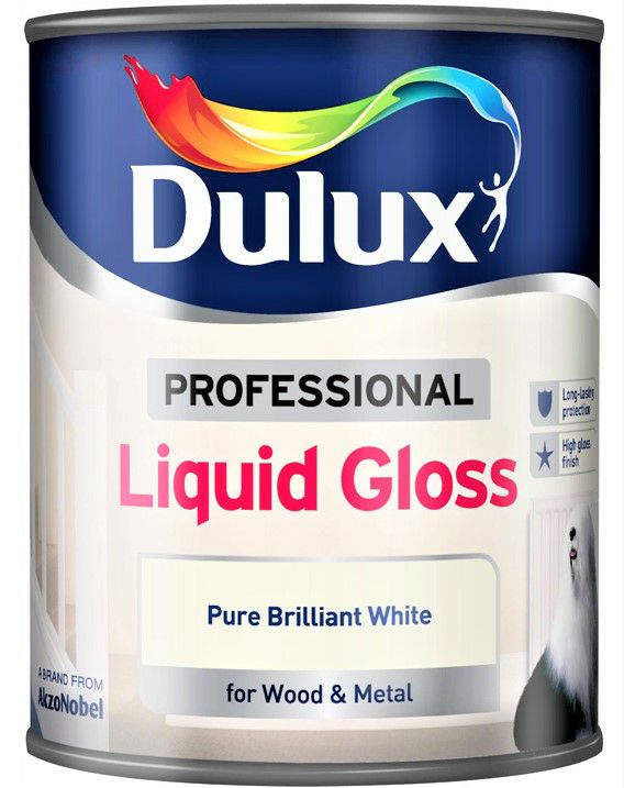 Dulux 750ml Professional Liquid Gloss Paint - Pure Brilliant White 1500168