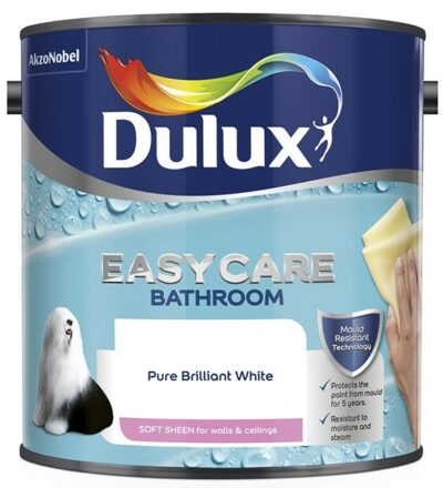 Dulux 2.5L Easy Care Bathroom Paint - Pure Brilliant White  1508550