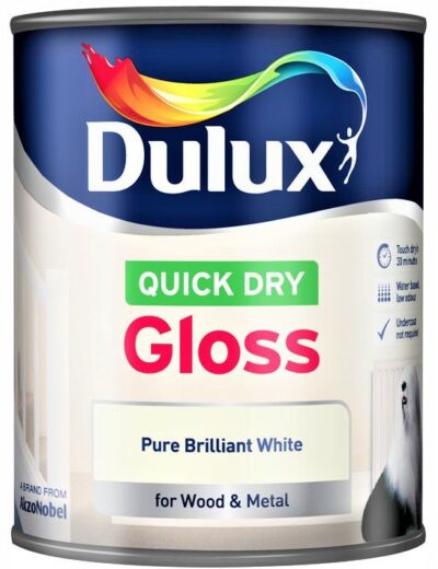 Dulux 750ml Quick Dry Gloss Paint - Pure Brilliant White  1508848