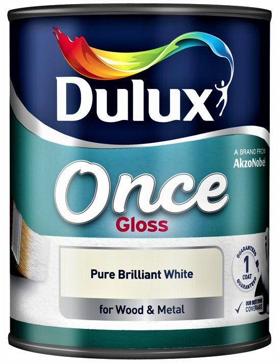 Dulux 750ml Once Gloss Paint - Pure Brilliant White 1508916