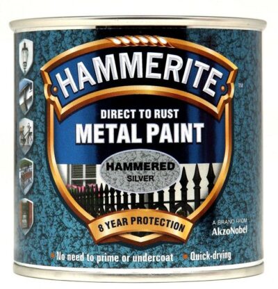 Hammerite 250ml Drect to Rust Metal Paint - Hammered Silver HMMHFSG250 (2460011)