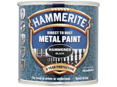 Hammerite 250ml Direct to Rust Metal Paint - Hammered Black HMMHFBL250 (2460027)