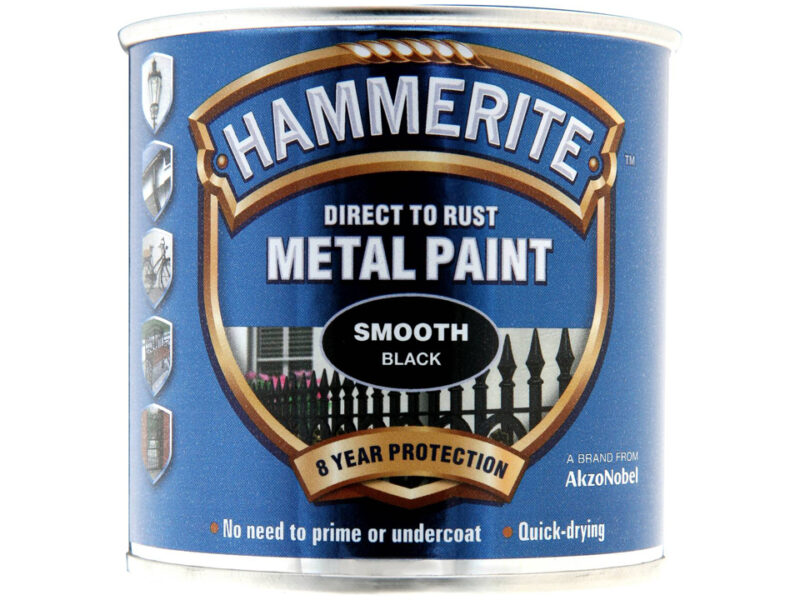 Hammerite 250ml Direct to Rust Metal Paint - Smooth Black HMMSFBL250 (2460273)