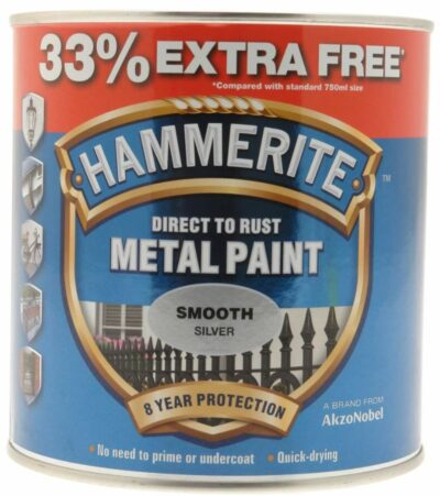 Hammerite 750ml Direct to Rust Metal Paint - Smooth Silver HMMSFS750AV (2461895)