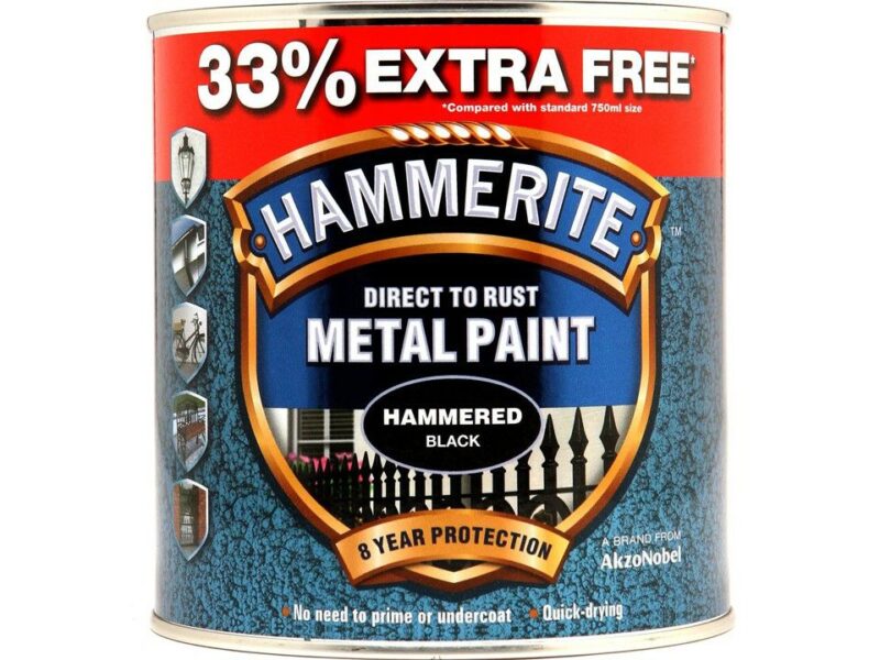 Hammerite 750ml Direct to Rust Metal Paint - Hammered Black  HMMHFB750AV (2461900)