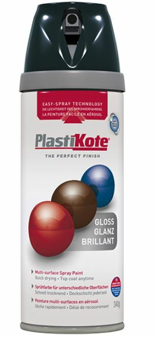 PlastiKote 400ml Twist and Spray Gloss - Black PKT21100