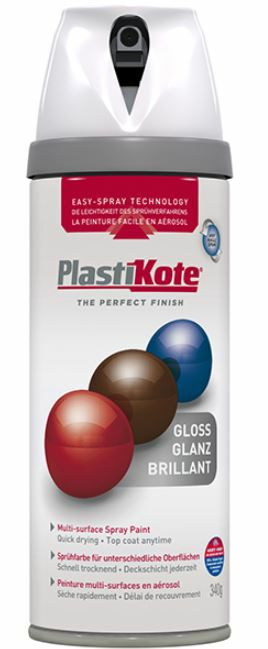 PlastiKote 400ml Twist and Spray Gloss - White PKT21102