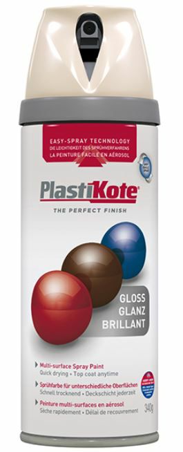 PlastiKote 400ml Twist and Spray Gloss - Antique White PKT21103