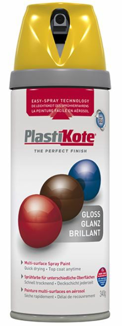PlastiKote 400ml Twist and Spray Gloss - Yellow PKT21105