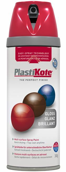PlastiKote 400ml Twist & Spray Gloss - Bright Red PKT21107