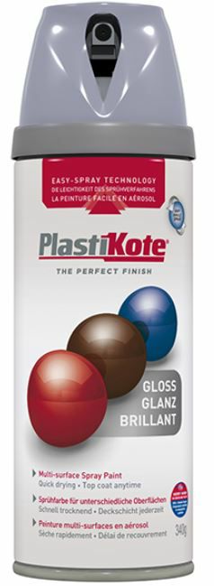 PlastiKote 400ml Twist & Spray Gloss - Aluminium PKT2119