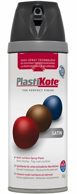 PlastiKote 400ml Twist & Spray Gloss - Satin Black PKT22100