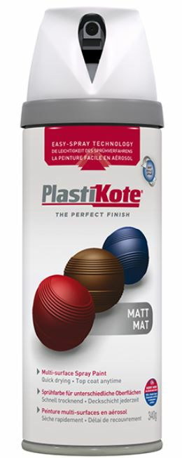 PlastiKote 400ml Twist & Spray Gloss - Matt White PKT23100