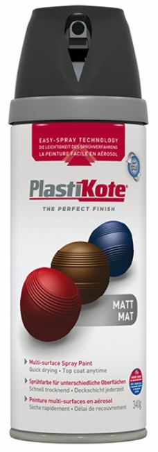 PlastiKote 400ml Twist & Spray Gloss - Matt Black PKT23101