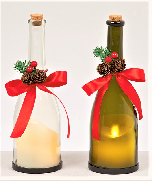 Glass Bottle with Dancing Flame Candle 5183900 (LB151417)