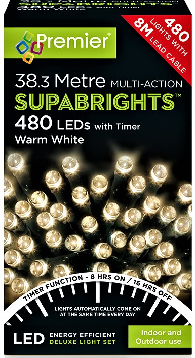 Premier MultiAction SupaBrights 480 LED Lights  - Warm White 5185929 (LV162172WW)