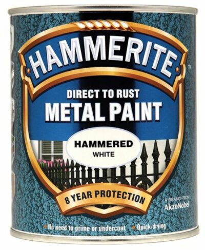 Hammerite 750ml Direct to Rust Metal Paint - Hammered White HMMHFW750