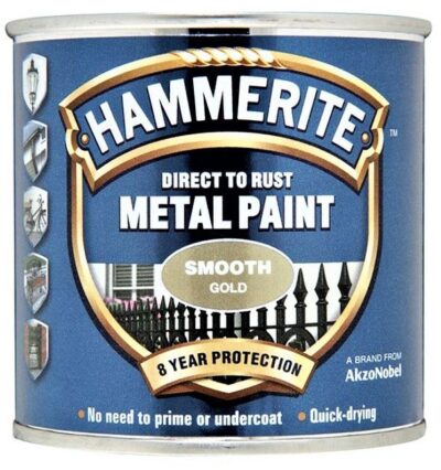 Hammerite 250ml Direct to Rust Metal Paint - Smooth Gold HMMSFGO250
