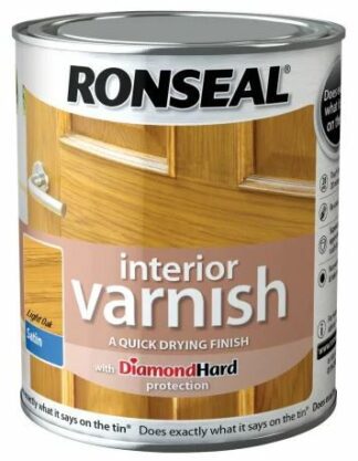 Ronseal 750ml Interior Varnish Quick Dry Satin - Light Oak RSLIVSLO750