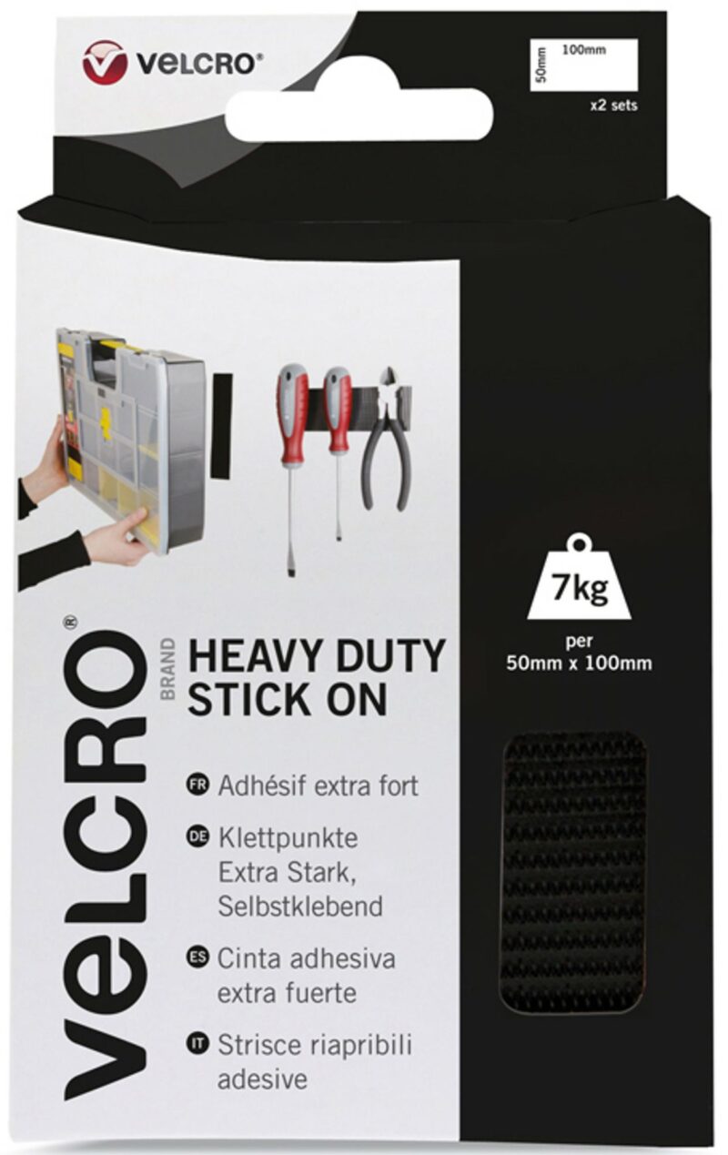 Velcro 50mm x 100 Heavy Duty Stick on Strip - Black 7690160