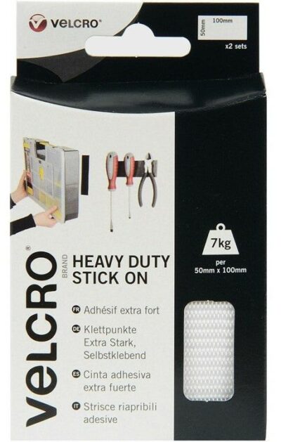 Velcro 50mm x 100 Heavy Duty Stick on Strip - White 7690175