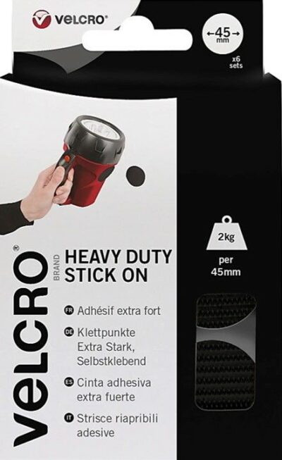 Velcro 45mm Heavy Duty Stick on Coins - Black 7690180