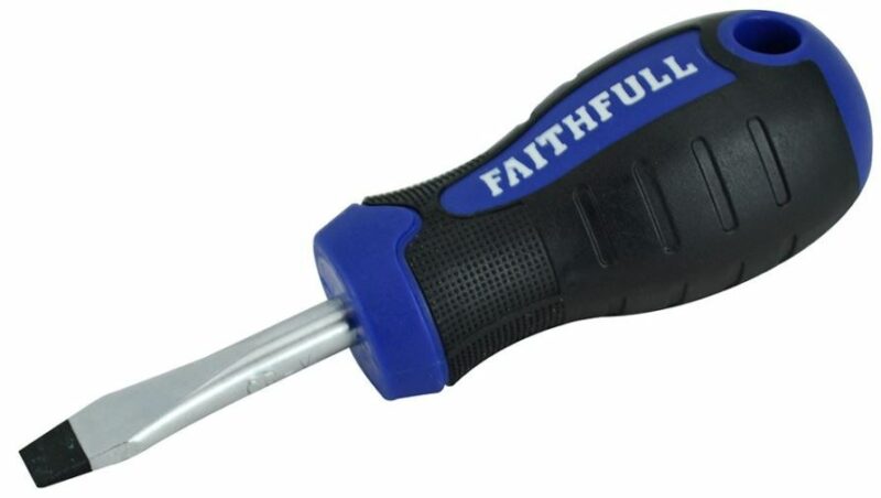 Faithfull Stubby Soft Grip Screwdriver Slotted Flared Tip FAISDFS