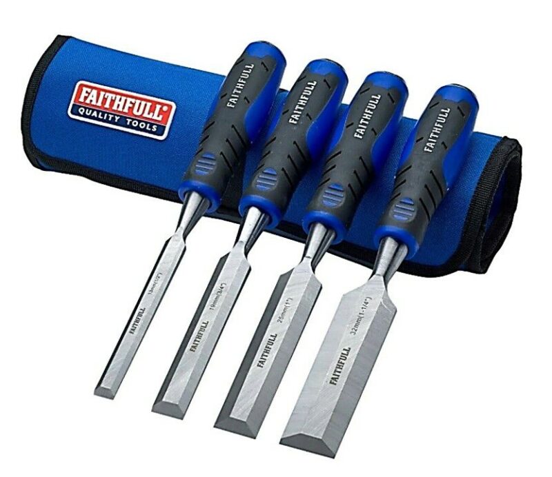 Faithfull Chisel Set - 4 Pieces with Storage Roll  FAIWCSGS4CR