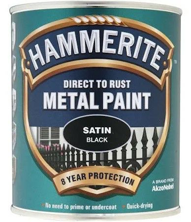 Hammerite 750ml Direct to Rust Metal Paint - Satin Black 2461853