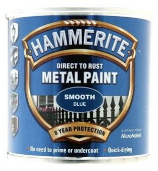 Hammerite 250ml Direct to Rust Metal Paint - Smooth Blue 2460252