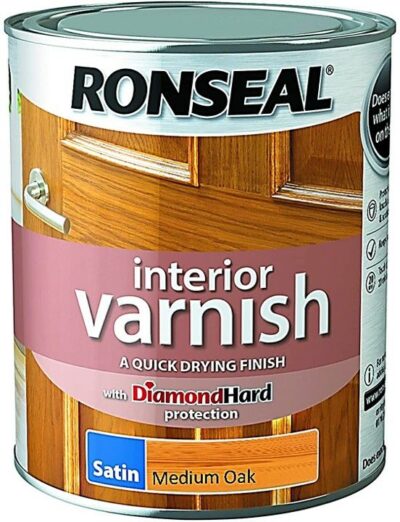 Ronseal 750ml Interior Varnish Quick Dry Satin - Medium Oak RSLIVSMO750