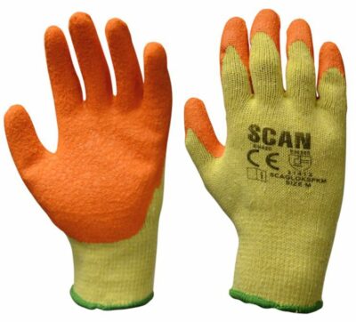 Scan Knit Shell Latex Palm Gloves Orange - Pack of 12   SCAGLOKSPK12