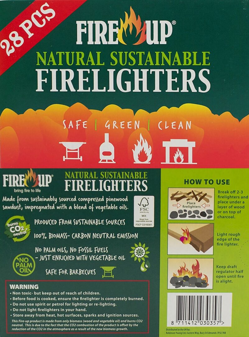 Fire Up Natural Sustainable Firelighters - 28 Pieces 0360290