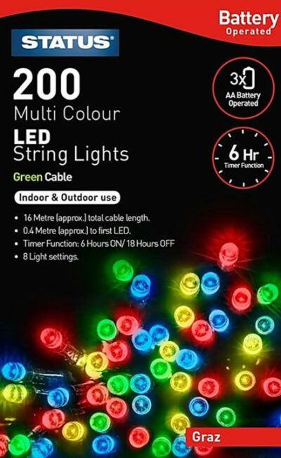 Status 200LED String Lights - Multi Coloured  6773669 (GRAZ)