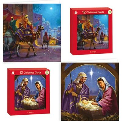 Anker Pack of 12 Traditional Xmas Cards - Religious 0261748 (XALGC815)