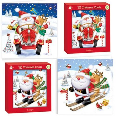 Anker Pack of 12 Cute Xmas Cards - Fluffy Santa 0621753 (XALGC822)