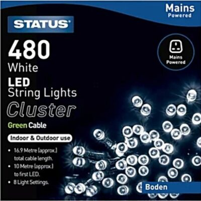 Status 480 LED Cluster String Lights - White   6774112 (BODEN)