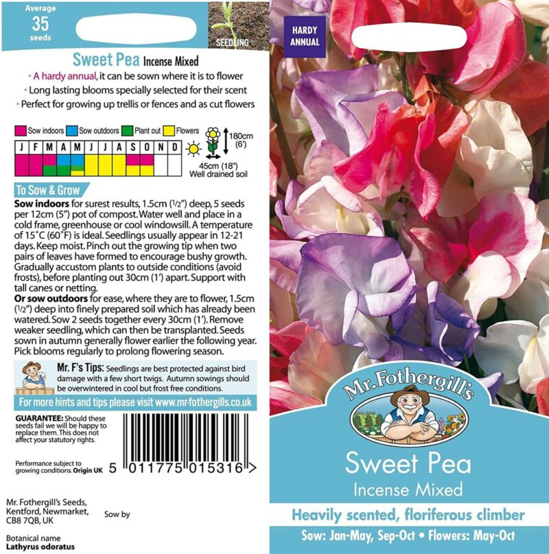 Mr Fothergill's Sweet Pea Incense Mixed 10828