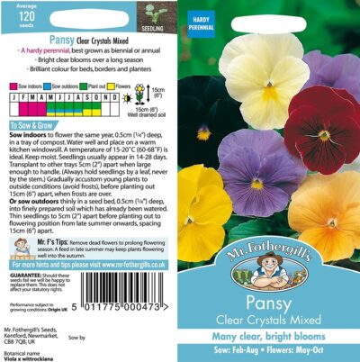 Mr Fothergill's Pansy Clear Crystal Mixed 14295