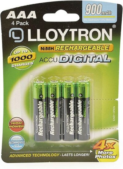 Lloytron AccuDigital Rechargeable Batteries AAA - 4 Pack JX734