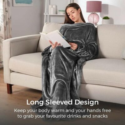 Carmen Heated Wearable Blanket with Long Sleeve - Grey 1060516 at Wades ...