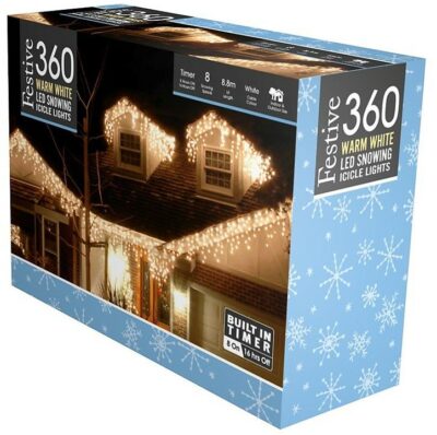 Festive 360 LED Snow Icicle Lights - Warm White 2111503 (P036791)