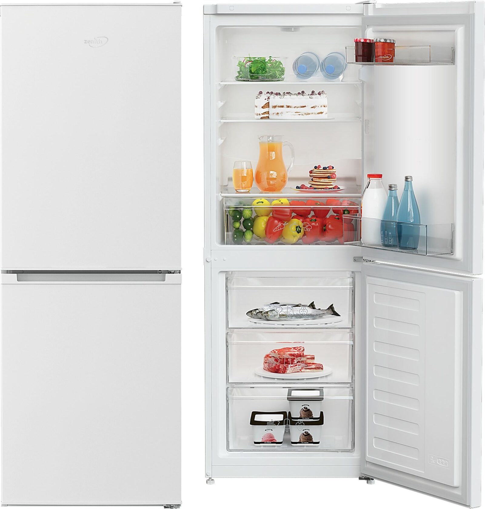 Zenith Manual Defrost Fridge Freezer ZCS3552W at Wades (Appliance sales