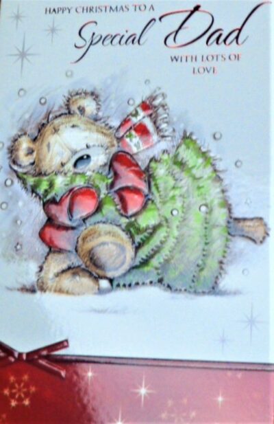 Dad Christmas Card - Teddy Tree or Teddy Presents 068849