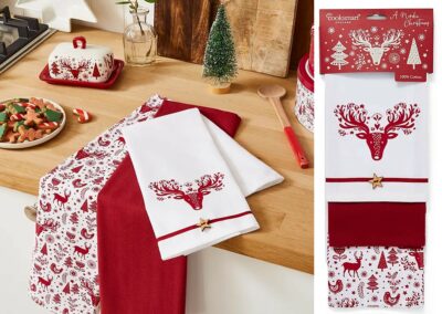 CookSmart Pack of 3 Tea Towels - A Nordic Christmas 1020934