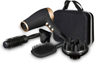 Carmen Noir Hair Dryer Styling Set - Black and Rose Gold   1060542