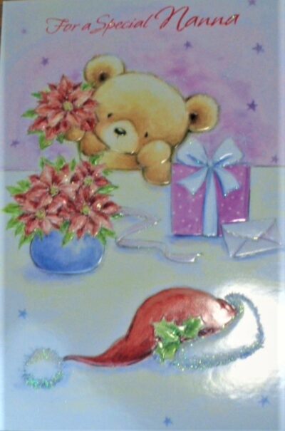 Nanna Christmas Card - Teddy at Table or Teddy Stocking Presents 280XSE14887