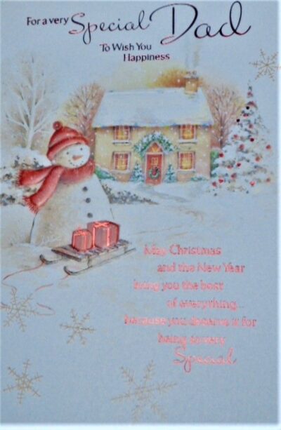 Dad Christmas Card - Snowman Cottage or Postbox Cottage 280XSE17452