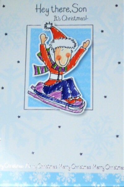 Son Christmas Card - Sledging or Snowboarding 280XSE9275